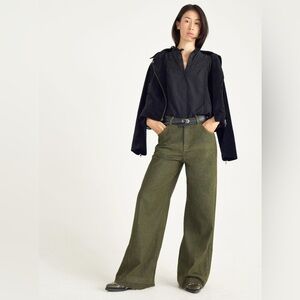Cotélac High-Waisted Wide Leg Jeans In Mousse/ Green Size 3/US 10 NEW